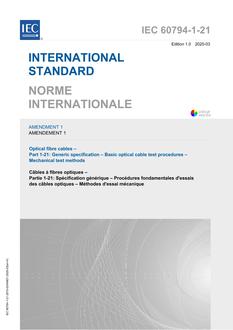 IEC 60794-1-21 Amd.1 Ed. 1.0 b:2020 IEC 60794-1-21 Amd.1 Ed. 1.0 b:2020